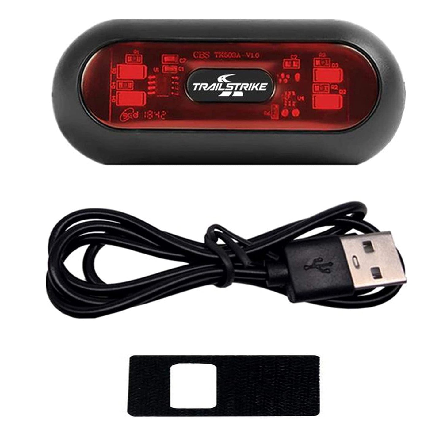 Trailstrike LED Motorcycle Bike Bicycle Red Rear Helmet Light Lamp for Night Riding Safety Warning Tail Lights Mode with Rechargeable Battery & USB Cable TS-101-A