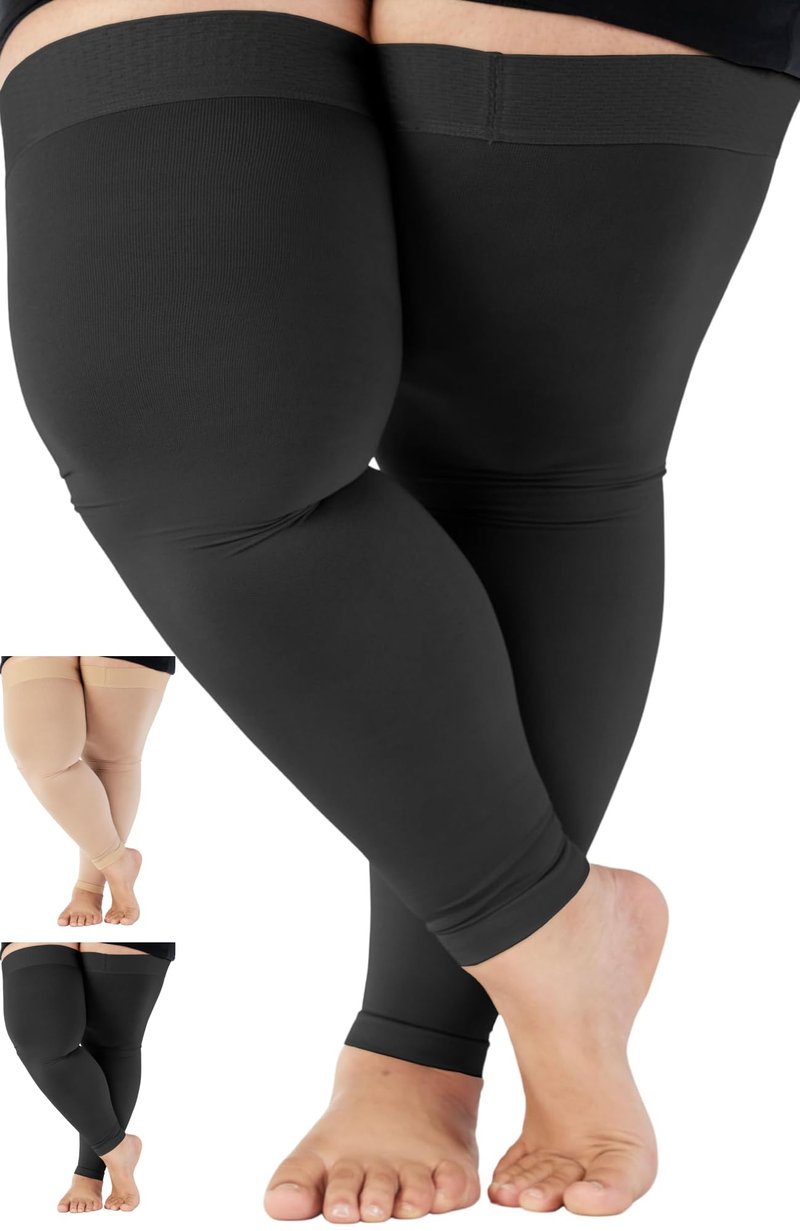 ABSOLUTE SUPPORT 6XL Plus Size Compression Footless Stockings 20-30mmHg - Extra Large Unisex Opaque Compression Support Sleeve for Pregnancy, Diabetic, Sclerotherapy, Arthritis - Black, 6X-Large