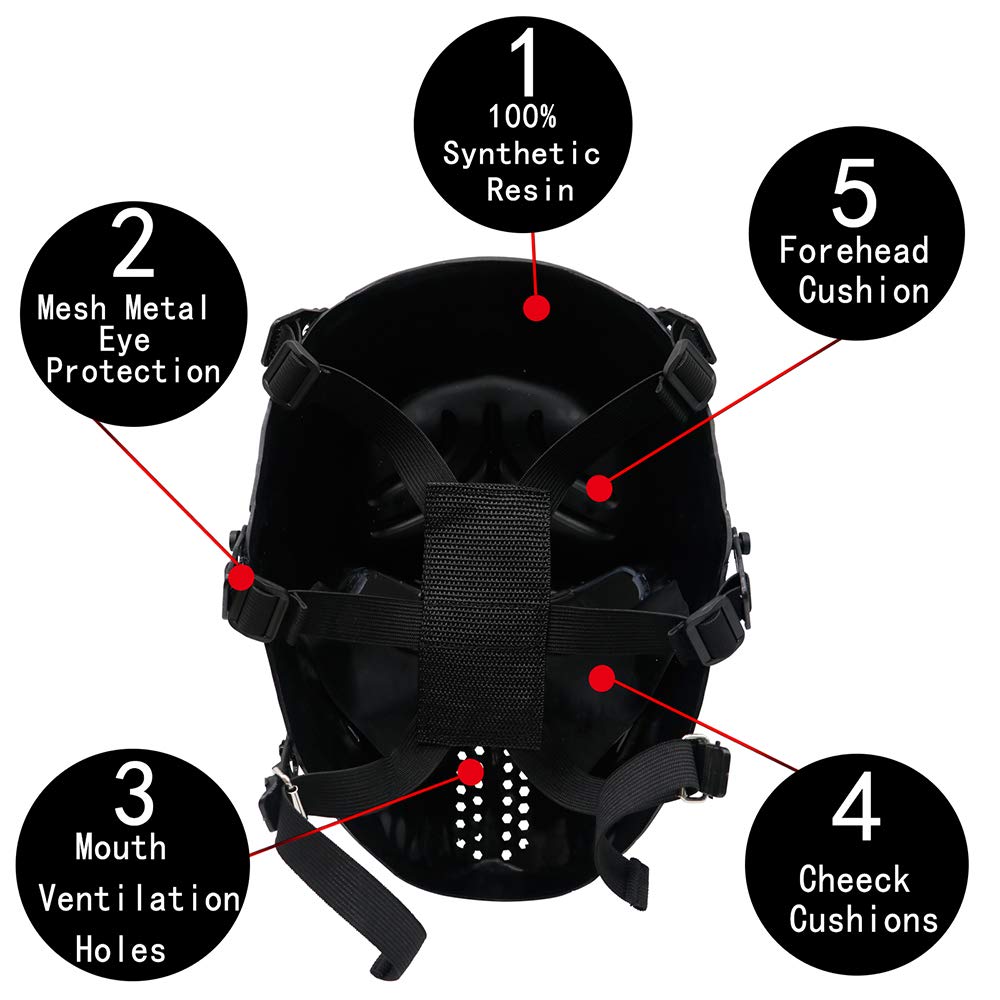 PuddingStation Full Face Airsoft Mask, for Masquerade Halloween Cosplay, Movie Props and Other Outdoor Activities