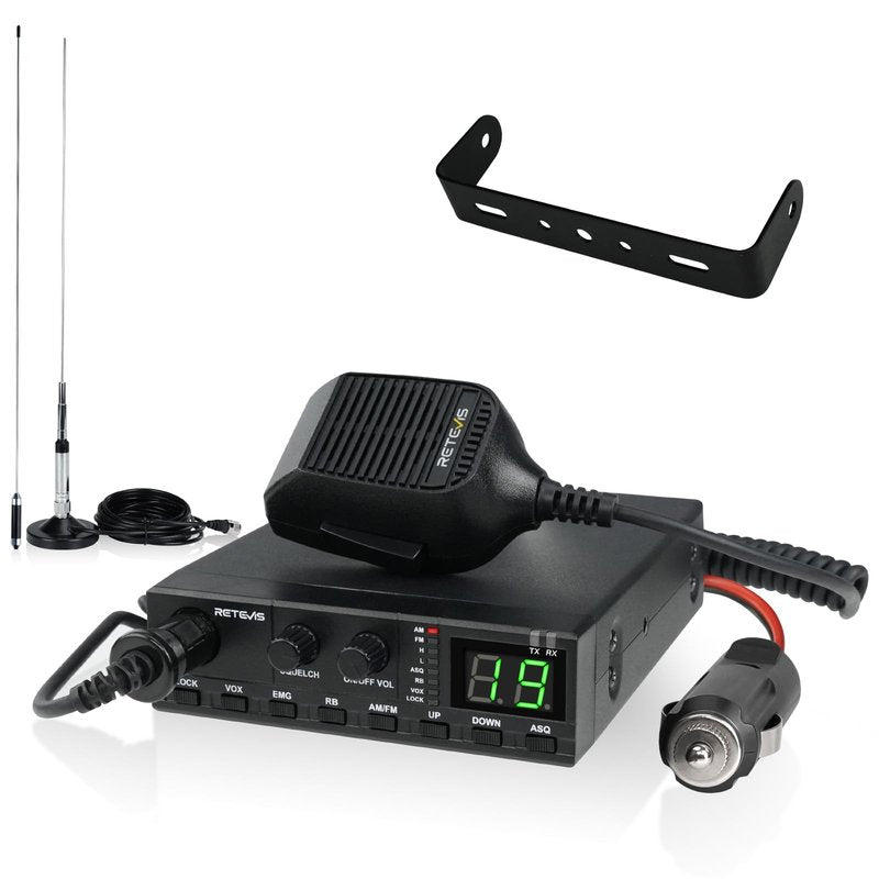 Retevis MB2 40-Channel AM/FM CB Radio Kit, Long Range Radio with Antenna for Trucker Stop, Emergency Channel 9/19, VOX, Easy to Use, with Cigarette Lighter Fixed-Mount