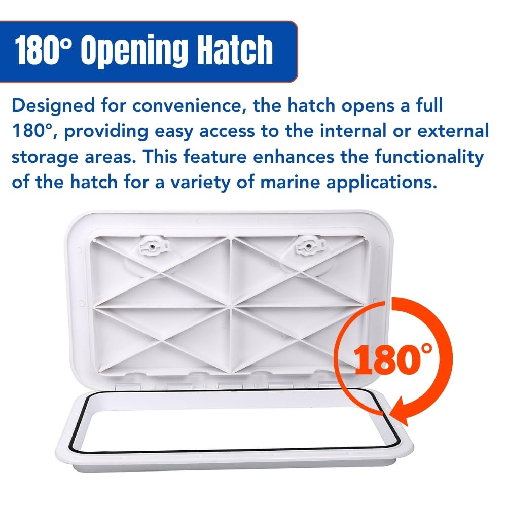 Seaflo Marine Boat Deck Access Hatch & Lid 23.9" x 13.9", White, 606mm x 353mm