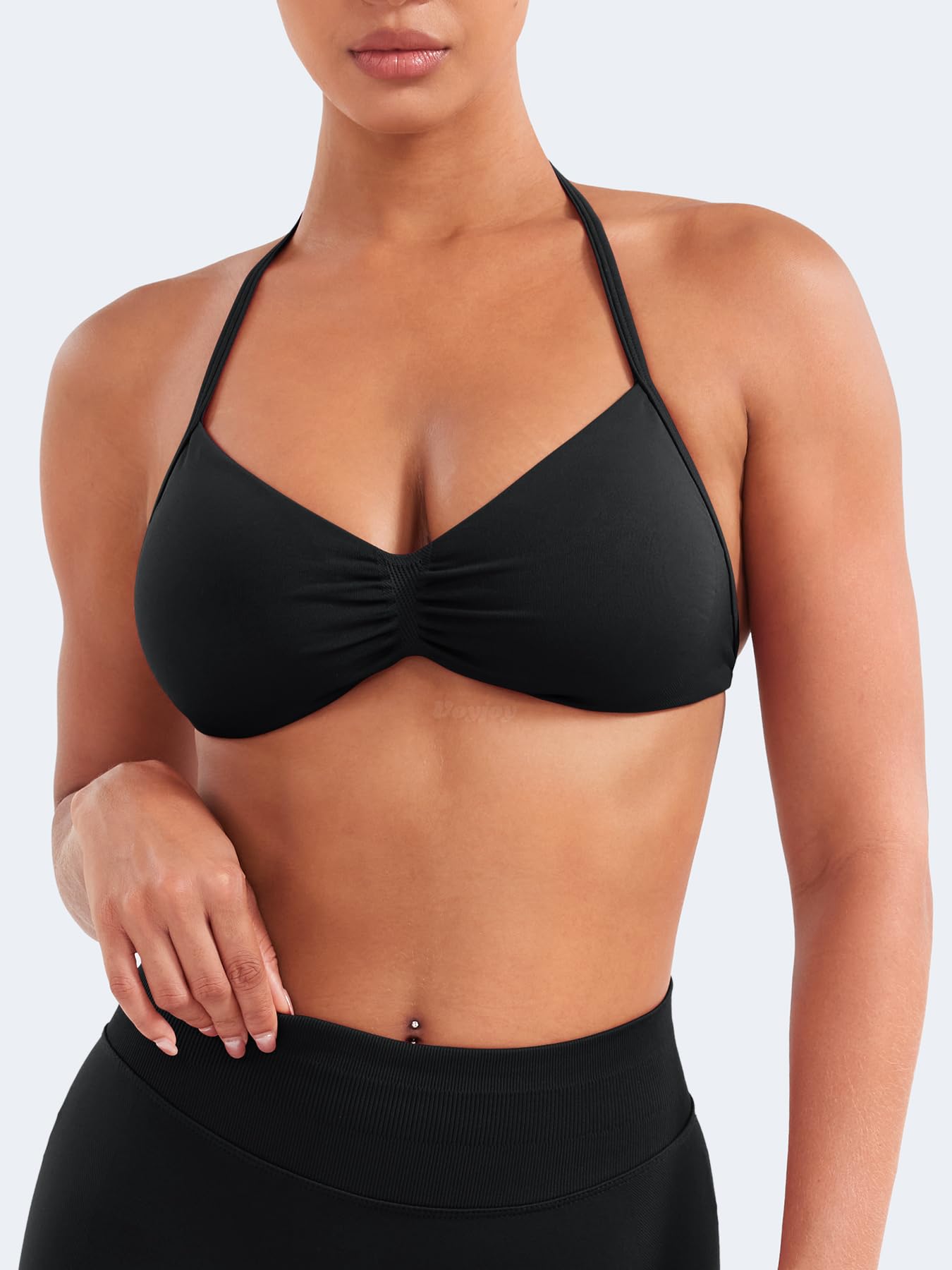 VOYJOY Impact Strappy Sports Bra Workout Bra for Women Black