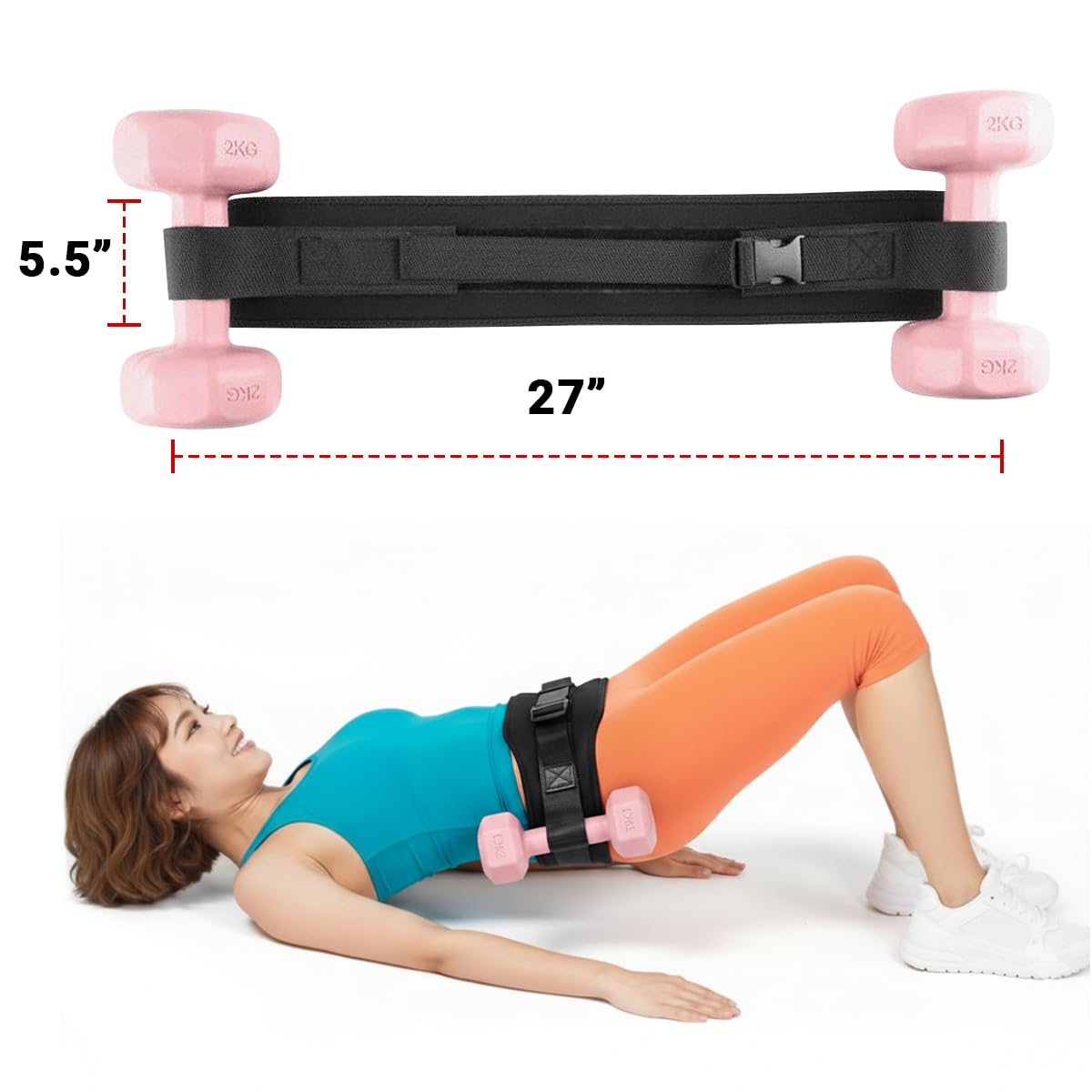 Hip Thrust Belt for Glutes – Adjustable Weightlifting Belt with Padded Support – Portable Booty Builder for Dumbbells, Kettlebells, and Plates – Home Gym Workout Gear for Men & Women