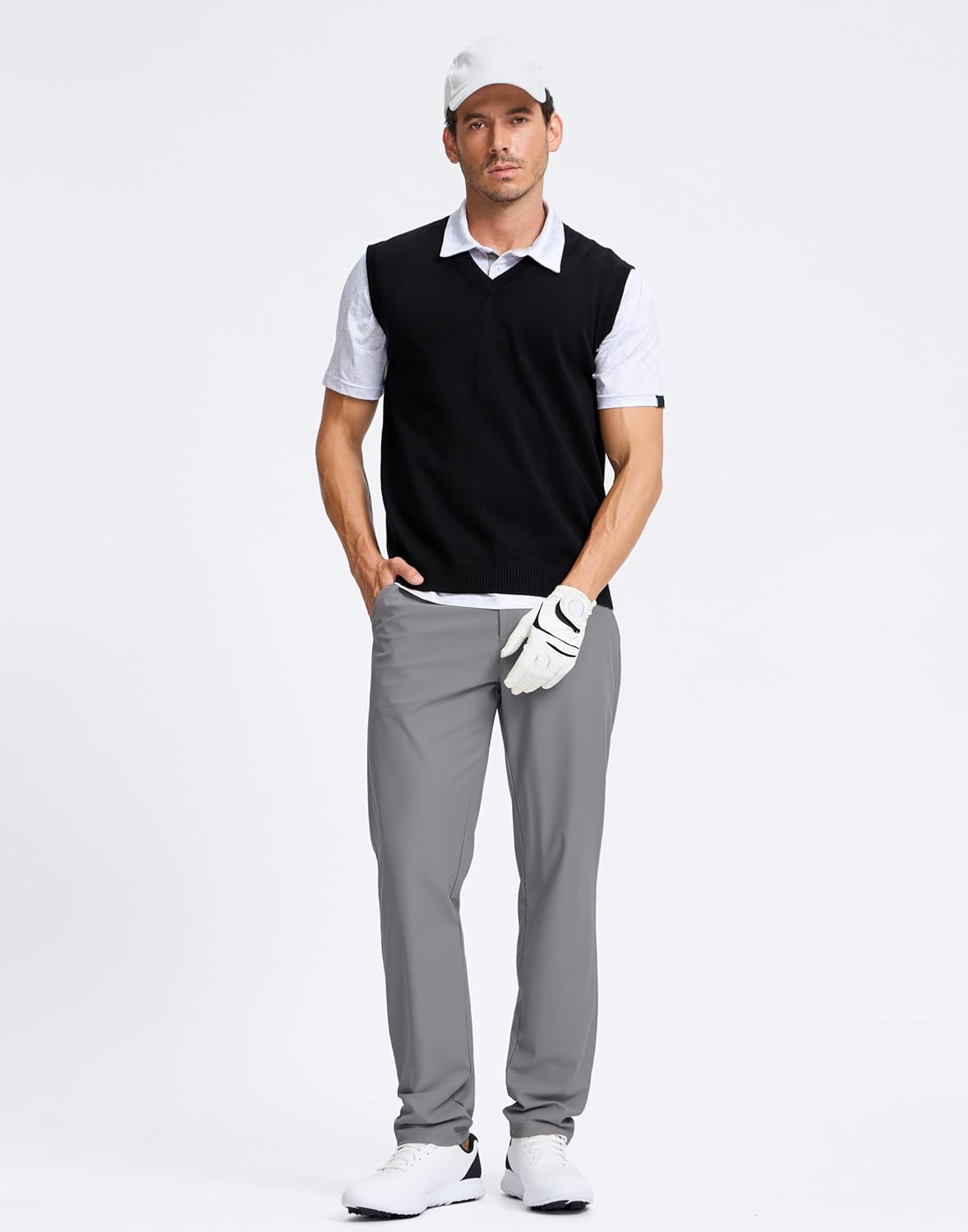 Men's Golf Pants - Comfy Stretch Dress Pants for Work & Casual Wear | Lightweight Quick-Dry Trousers with Pockets - Sizes 30/32/34