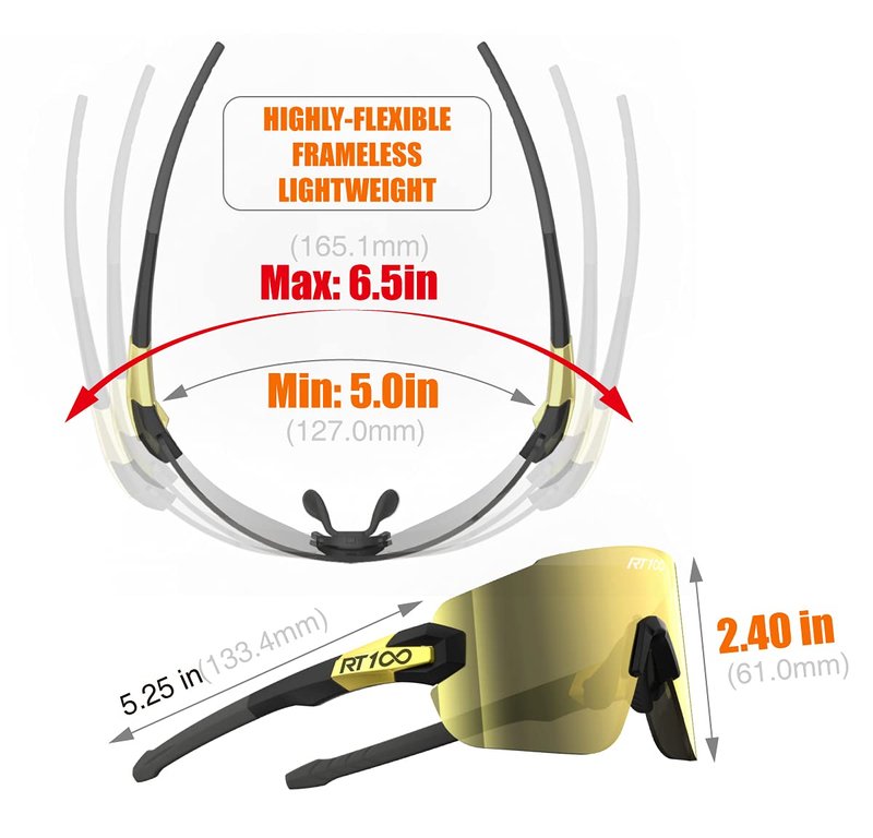 RT100 Frameless wrap around small to medium gold Cycling Sunglasses for Women Men Road biking Triathlon sunglasses Volleyball Running junior Baseball