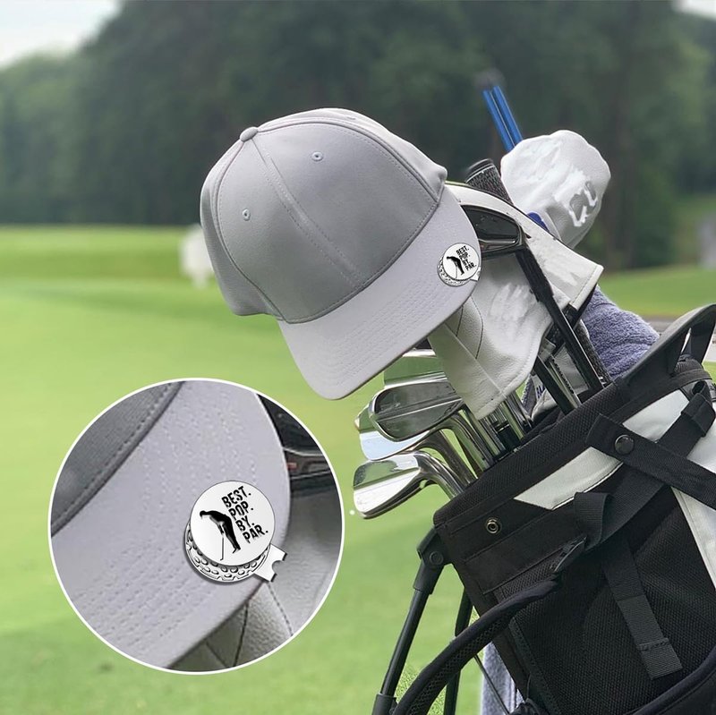 Pishovi Best Pop by Par Funny Golf Ball Markers, Magnetic Golf Ball Markers with Hat Clip, Men Golf Accessories Gifts, Thanking You Birthday Retirement Golf Gifts for Dad, Husband, Grandpa, Golf Lover
