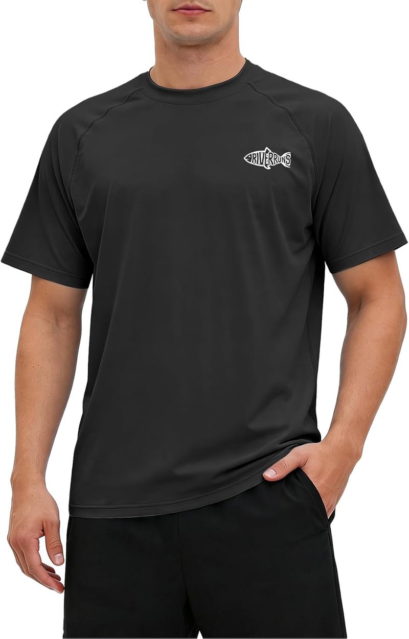 Men's Swim Shirt - UPF 50+ UV Protection Rash Guard | Quick-Dry Athletic T-Shirt for Fishing & Surfing