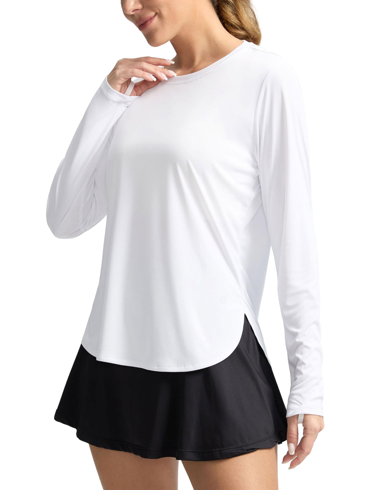 Women's Sun Shirts UPF 50+ Long Sleeve UV Protection Shirt Lightweight Quick Dry Workout Hiking Tops for Women(White,M)
