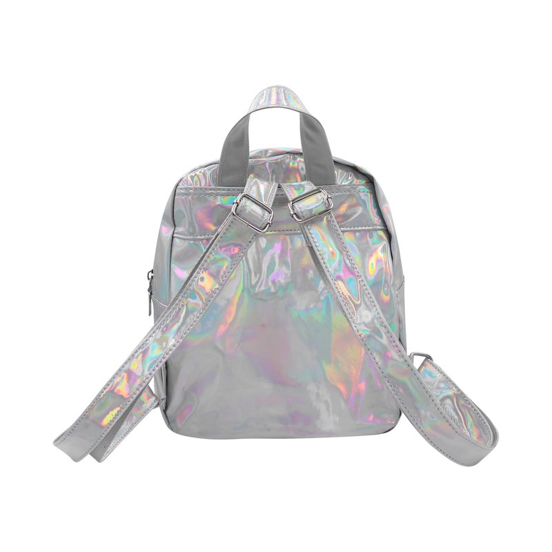 MOSSTYUS Small Holographic Rainbow Shoulder Bag Metallic Satchel Shiny Travel Daypack for Women Men Lady