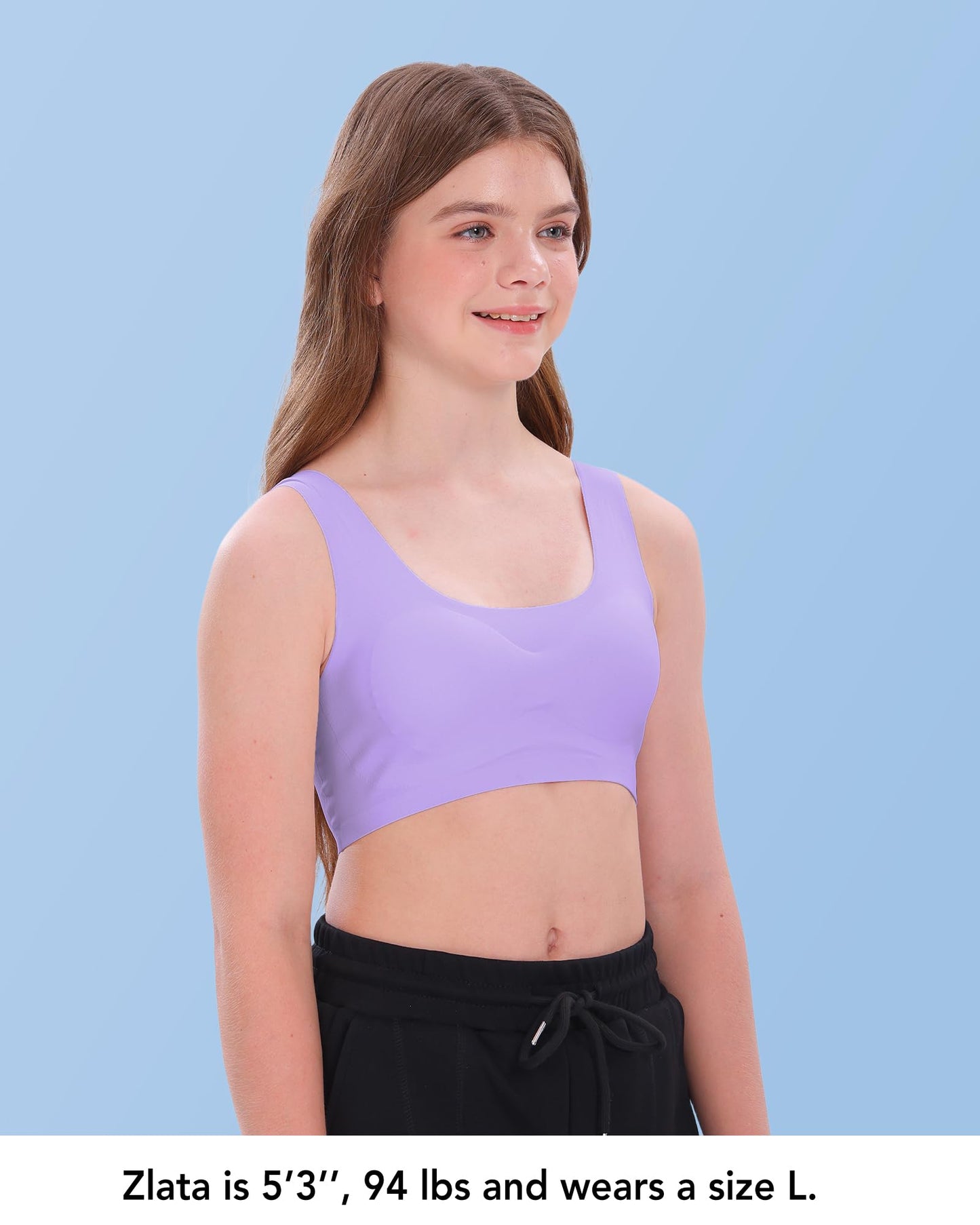 SALIA GIRL Training Bras for Girls 10-16 Sports Seamless Bra with Removable Padding Bras, Large