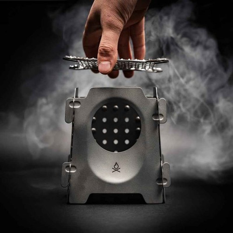 Überleben | Stöker Wood Burning Camping Stove – 18oz Flatpack Stainless Steel Wood Stove for Backpacking, Hiking & Outdoor Cooking – Portable, Folding Camping Essentials (Bead-Blasted)