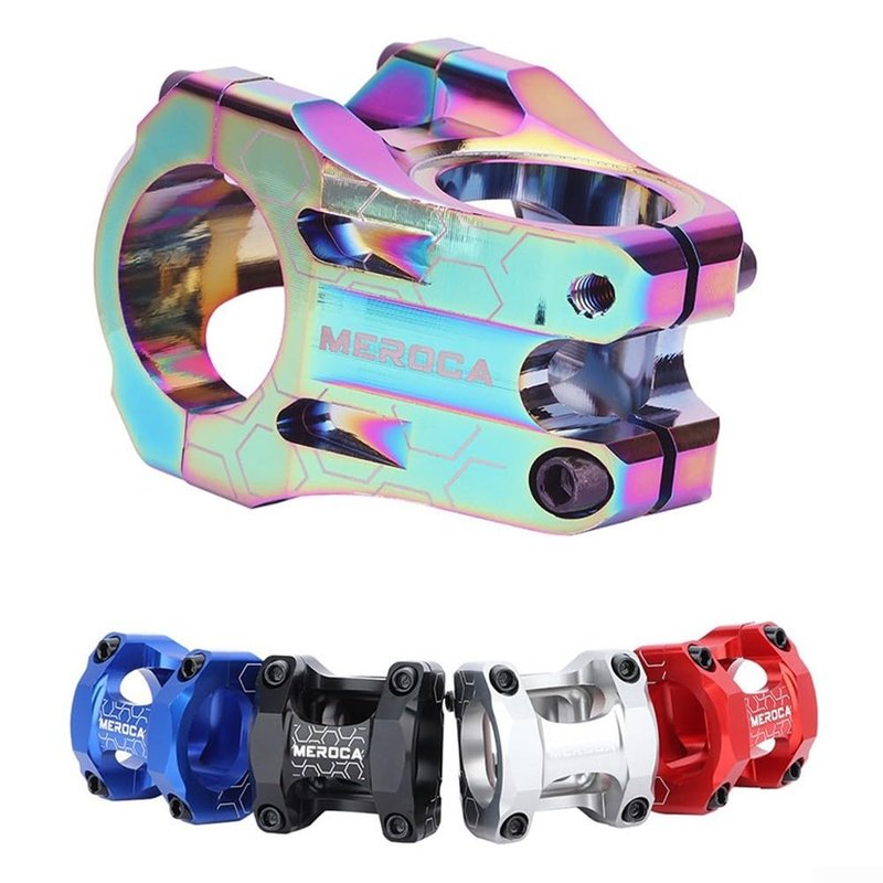 CNC Bicycle Handlebar Stem 35mm Short Mountain Bike Stem 31.8mm Aluminum Alloy for DH AM for Enduro Lightweight Hollow Design Easy Install(colorful)