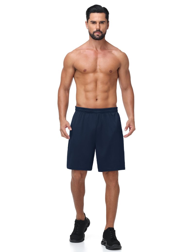 HOPLYNN 5 Pack Mens 7'' Gym Athletic Shorts with Pockets,Mesh Basketball Quick Dry Workout Shorts for Running Activewear 2 Black 2 Grey 1 Blue Large