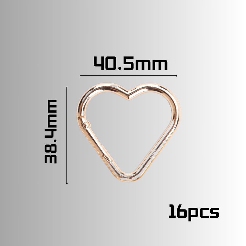 MOTOFITOOL 16-Pack Gold Heart Carabiner Clips, Cute Keychain Accessories for Backpacks & Hiking Gear, Aluminum Alloy Spring Snap Hook(Lightweight, Bulk Value Set)