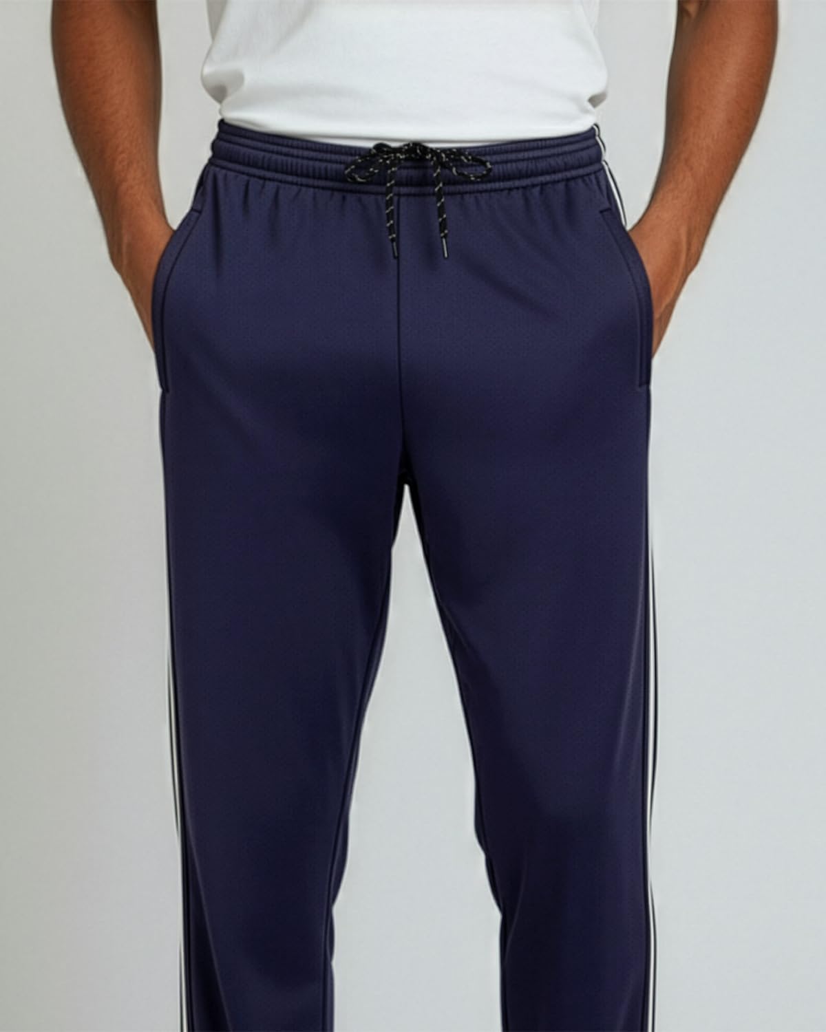 Real Essentials 3 Pack: Men's Mesh Open Bottom Sweatpants Gym Active Athletic Workout Casual Pants with Pockets- Set 5 L