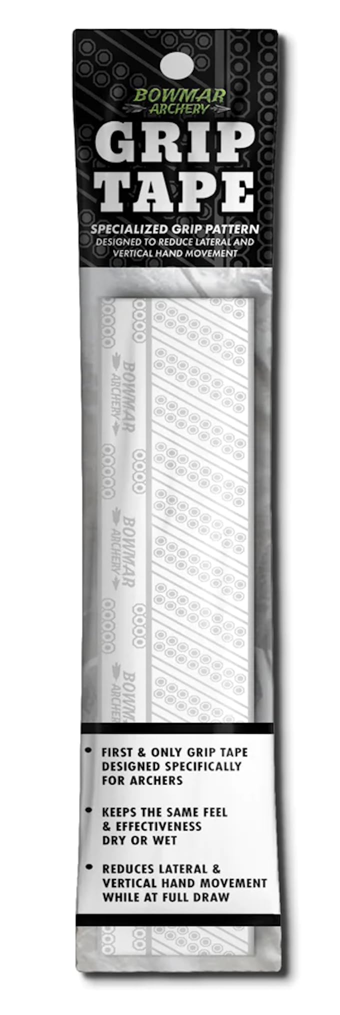 Bowmar Archery Grip Tape, Designed for Archers, Self-Adhering, Effective in Dry or Wet Conditions, Comfortable, Tacky, Easy to Install (White)