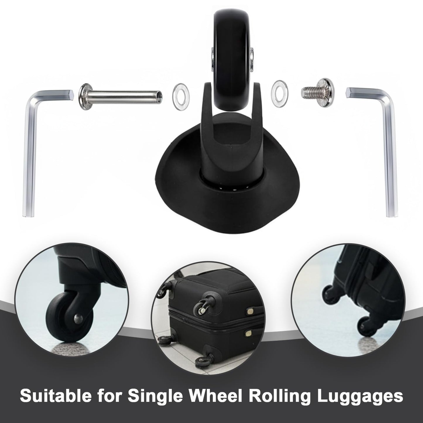 Set of 8 Luggage Suitcase Replacement Wheels, 50 x 18mm Rubber Swivel Caster Wheels Bearings Repair Kits, Wear-Resistant Mute Wheel Replacement Kit for Luggage Bags Travel Trolley Case
