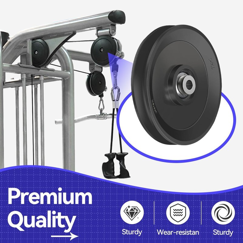 CYBEOE 4.5" / 115mm Nylon Bearing Pulley Wheel - Over The Door Pulley，360° Traction Aluminum Bearing Pulleys for Cable Machine Weight Gym Home Garage Door Pulley System (2)