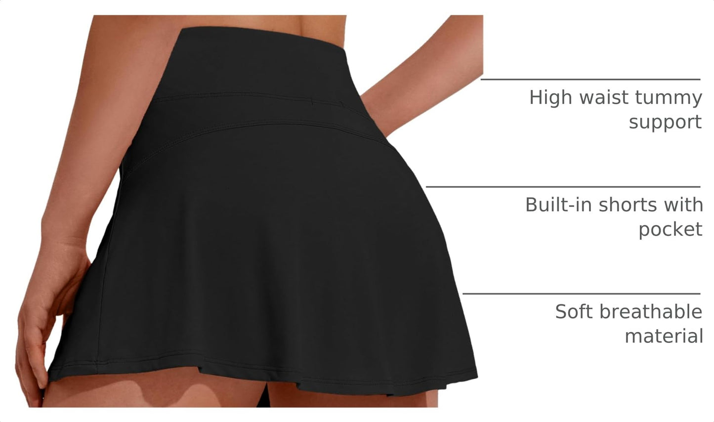 PINSPARK Tennis Skirts 13" Women Pleated Athletic Skort Lightweight Golf Skirts with Pocket Pickleball Outfits,Grey Td Small