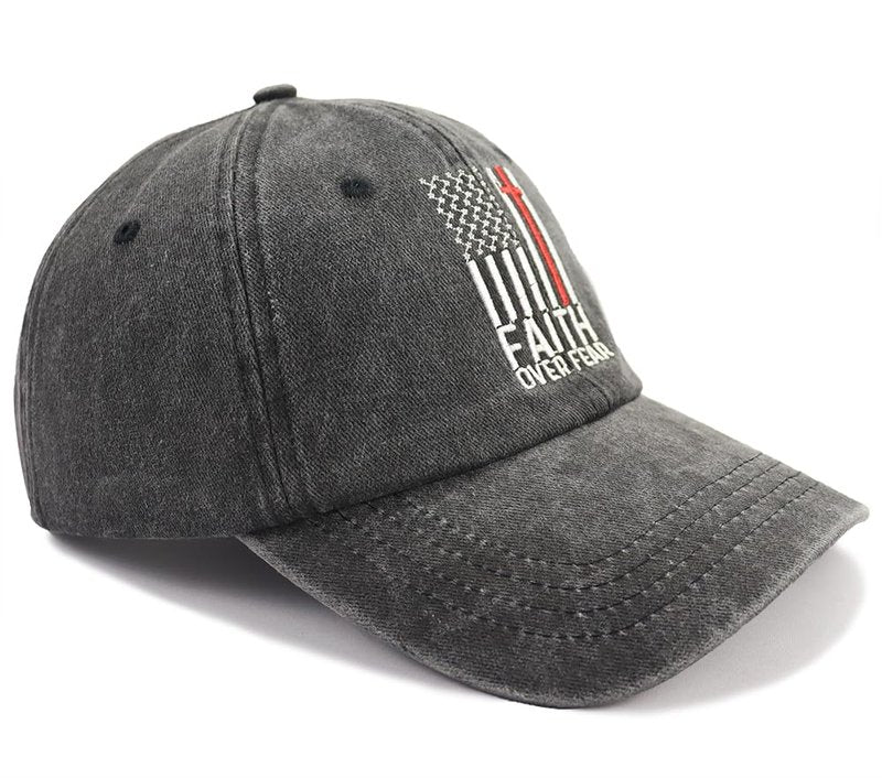 Christian Gifts for Men Women, Faith Over Fear American Flag Hat, Religious Gifts for Birthday Thanksgiving Christmas, Jesus Cross Baseball Cap Black