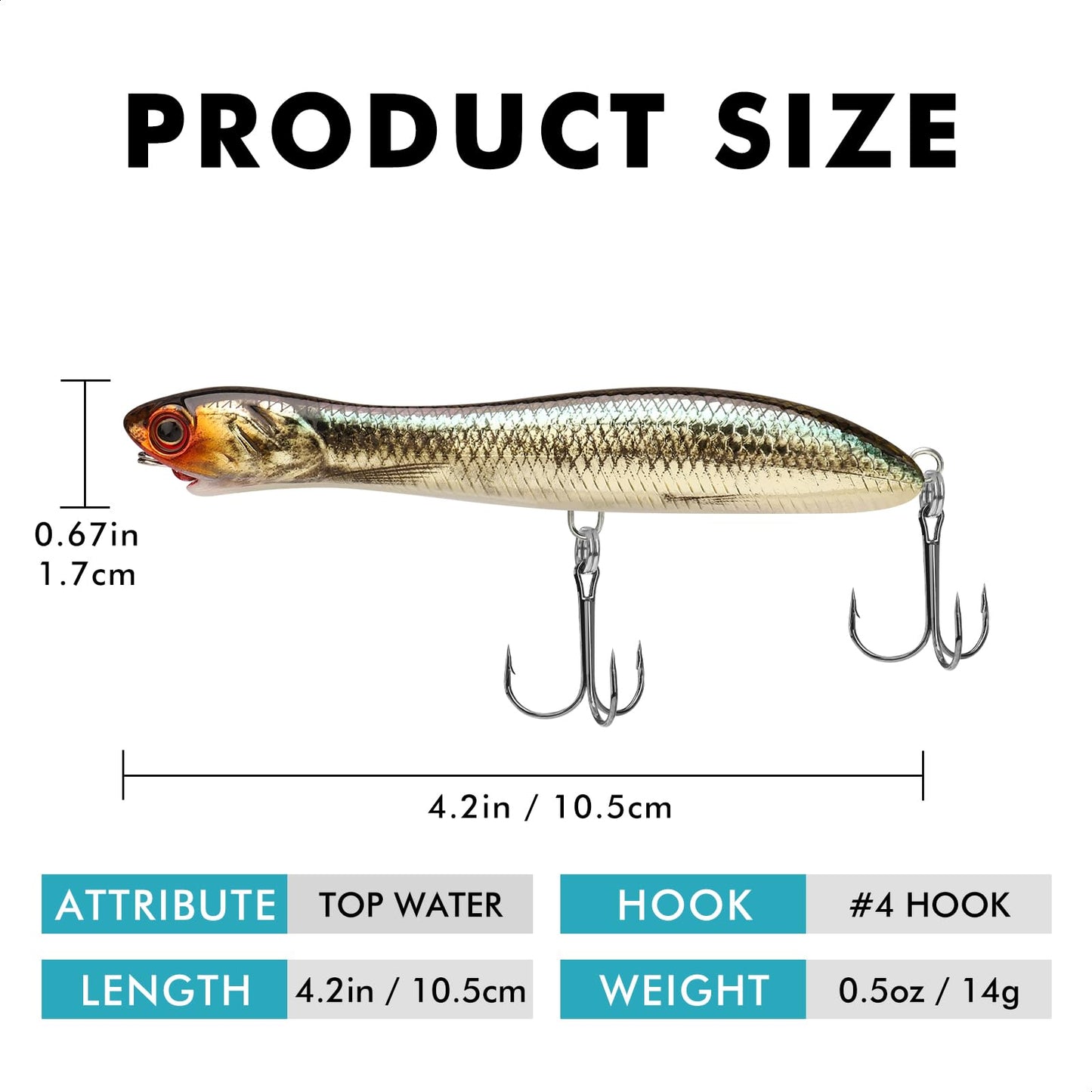TRUSCEND Pencil Fishing Lures with VMC/BKK Hooks, Pencil Plopper, Floating Pencil Popper, Dog Walker for Freshwater and Saltwater, Long-Cast Fishing Lures or Quake Sinking Pencil Baits Teasers