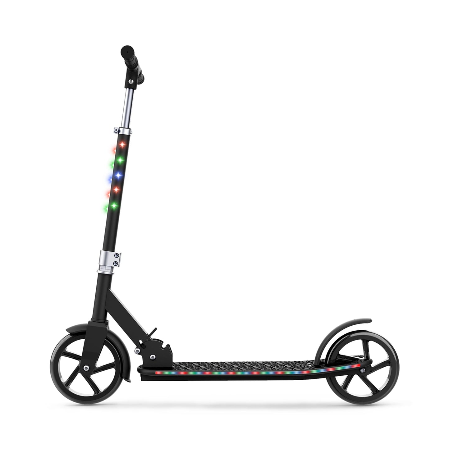 Jetson Jupiter Jumbo 3 Wheel Light Up Kick Scooter, Black- Adjustable Handlebar Foldable Ride On Toy for Toddlers and Kids Ages 5 and Up