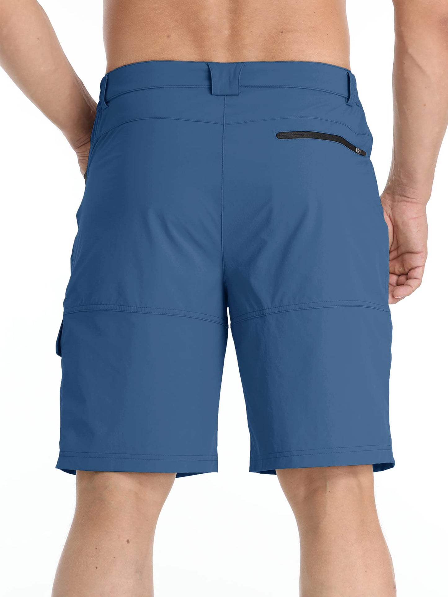 TACVASEN Mens Hiking Cargo Shorts Lightweight Quick Dry Summer Casual Dress Shorts with Zipper Pockets Golf Hiking Work Blue Grey 40