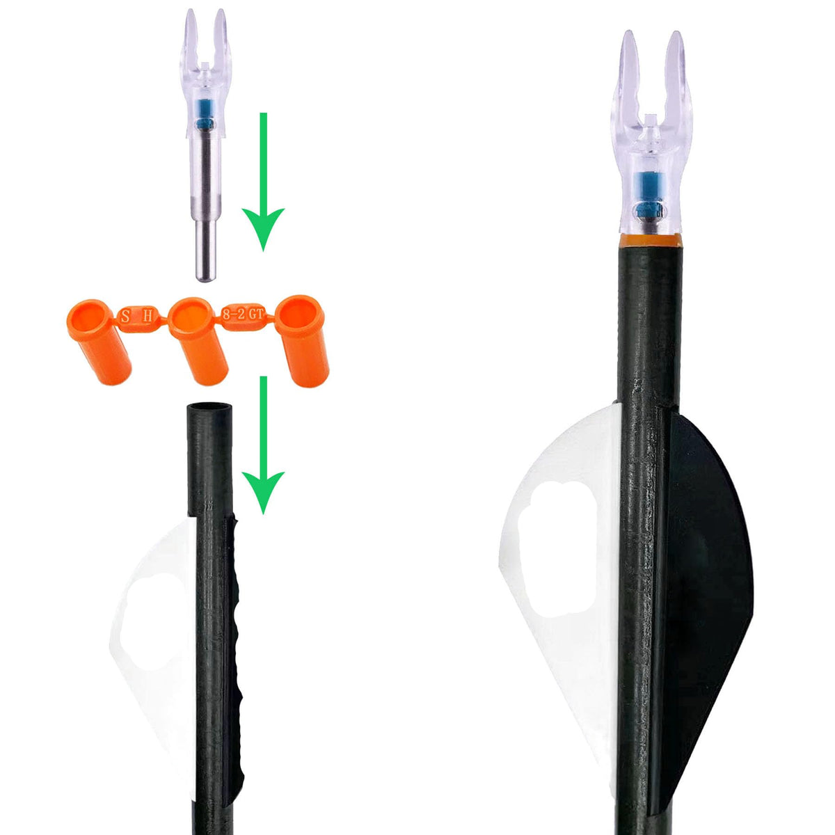 KEAUP 6 Pack X Lighted Nocks for Arrows Universal X/5.2mm LED Lighted Knocks with .204 .233 .244 .246 Inside Diameter, Screwdriver Included