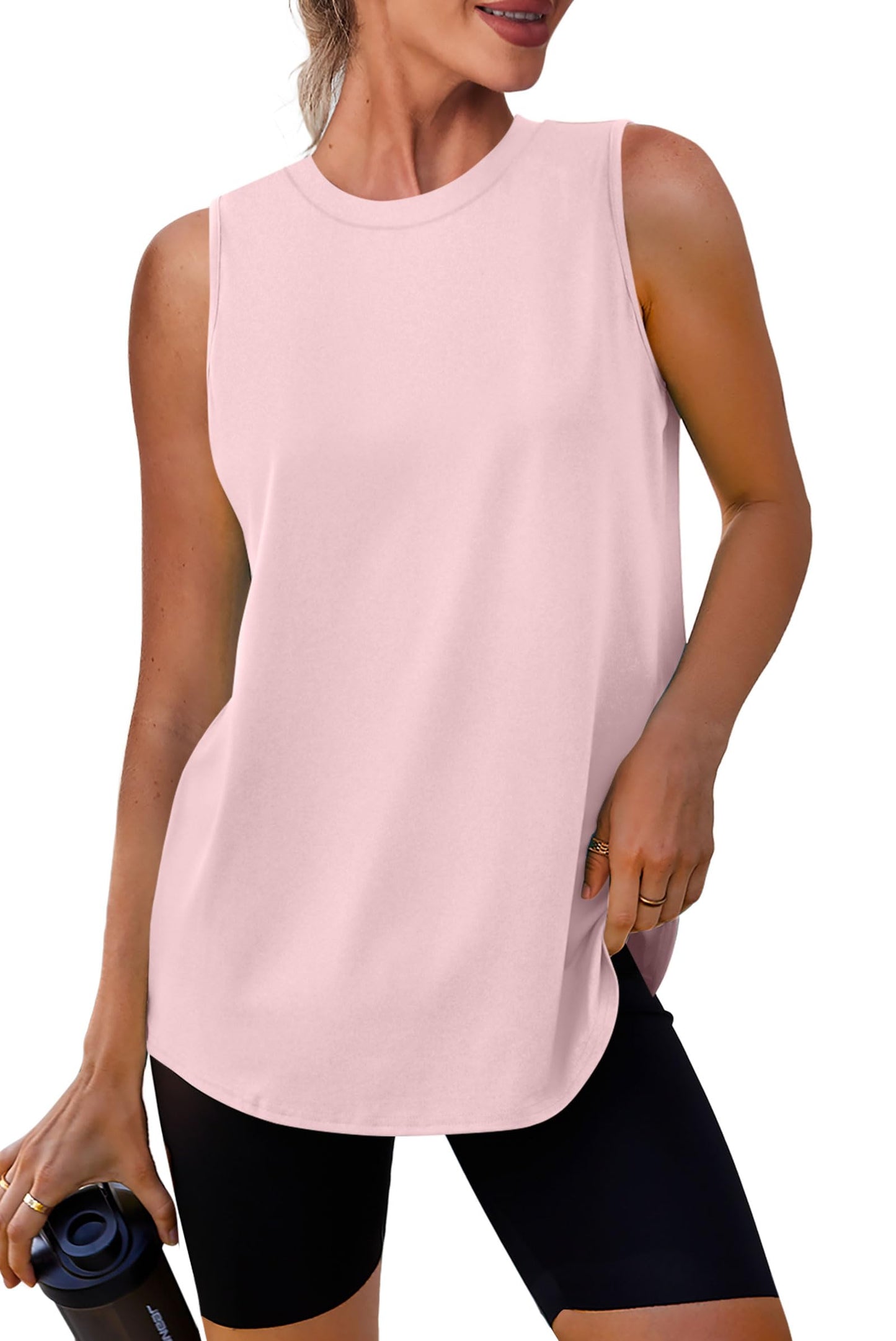 Beach Vacation Clothes for Women Women's Sleeveless Workout Tops Lightweight Tennis Yoga Athletic Running Shirts Light Pink XL