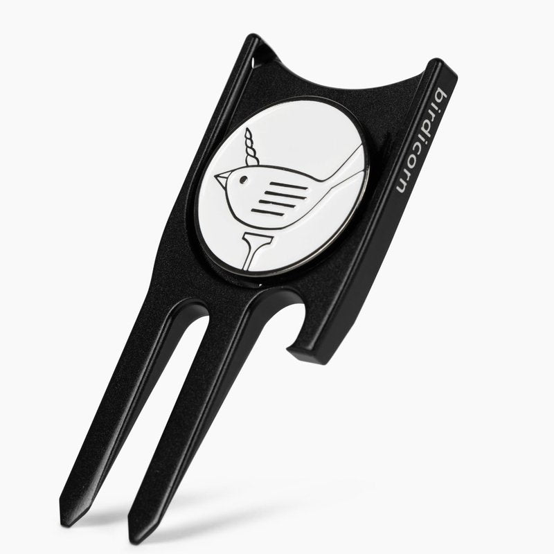 Birdicorn Golf Divot Repair Tool & Golf Ball Marker 6-in-1 Golf Divot Tool with Ball Marker, Line Stencil, Coin Holder, Putting Aimer, Bottle Opener, Club Rest