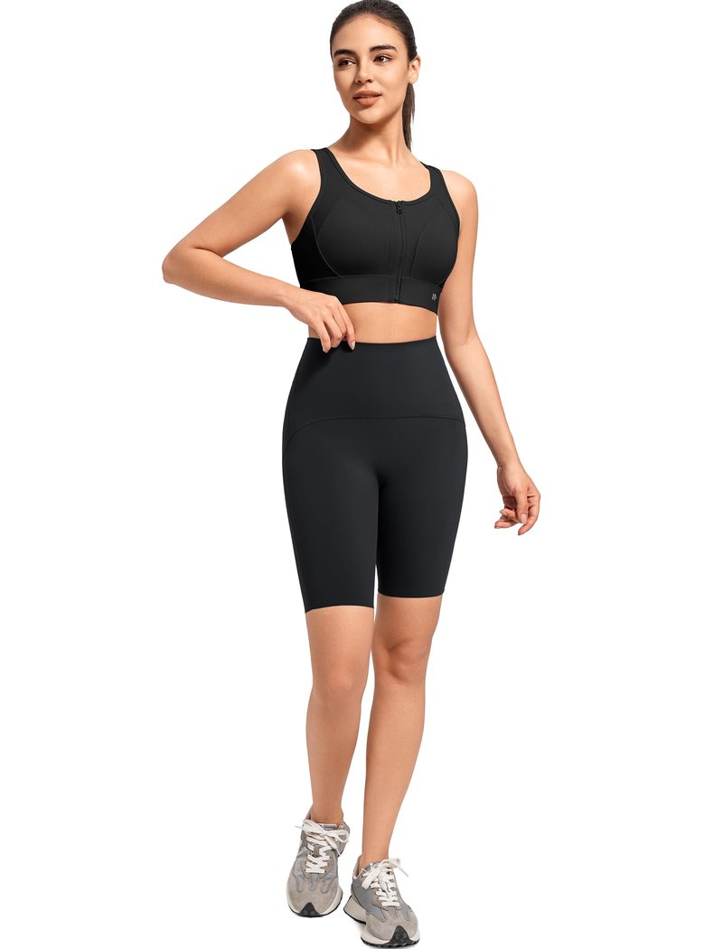 Yvette High Impact Support Sports Bras for Women Zip Front Closure Sports Bra Plus Size Supportive Mold Cups Running Workout,Black,3XL+