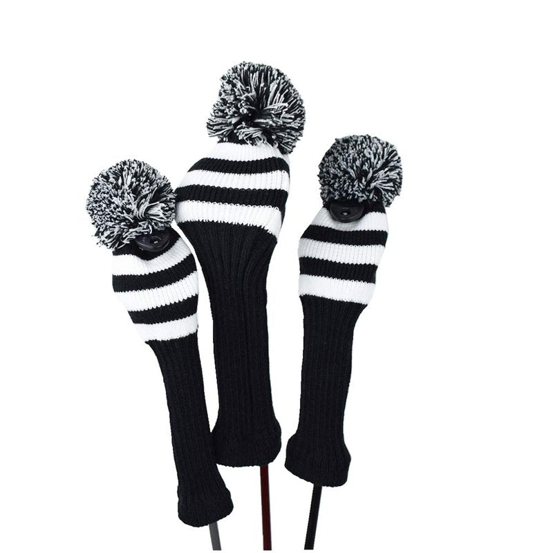 Hauni Knit Golf Club Head Covers 3 Pcs Set Driver and Fairway HeadCovers Fits 460cc Drivers and Hybrid(UT)，Protective Golf Club Accessories for Men Women Golfer