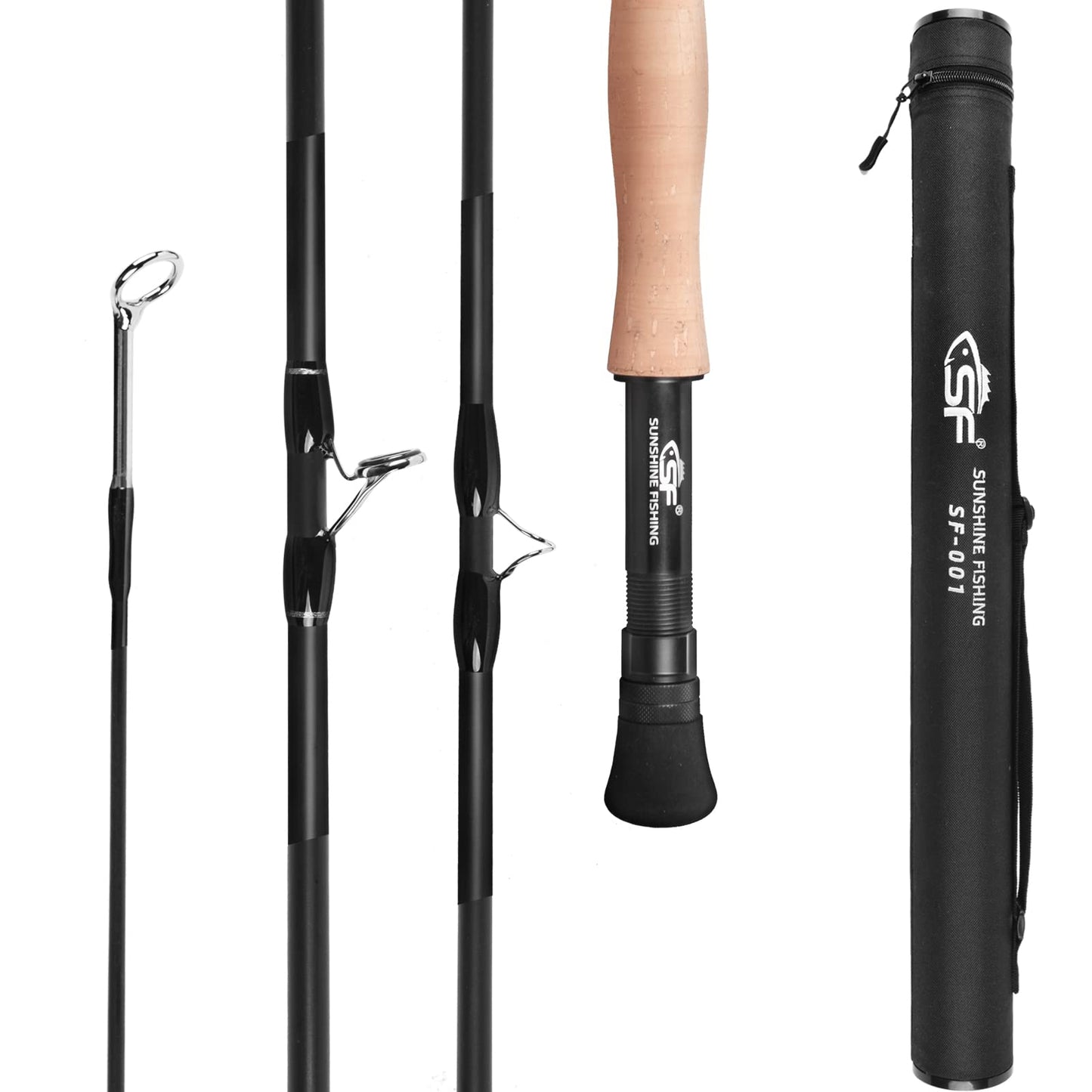 SF Fly Fishing Medium-Fast Action Rod Combo Kit 4 Piece 5 or 6 Weight 9FT, Aluminum Pre-Spooled Reel, Fly Rod Tube/Travel case, Fly Box with Flies Starter Outfit for New and Younger Anglers