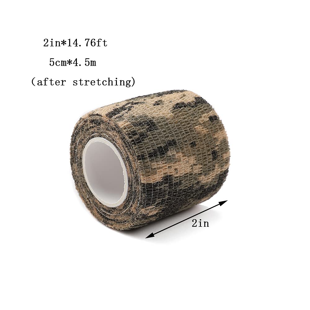 12 Pack Self Adhesive Bandage Wrap, Camouflage Cohesive Tape (Light Green