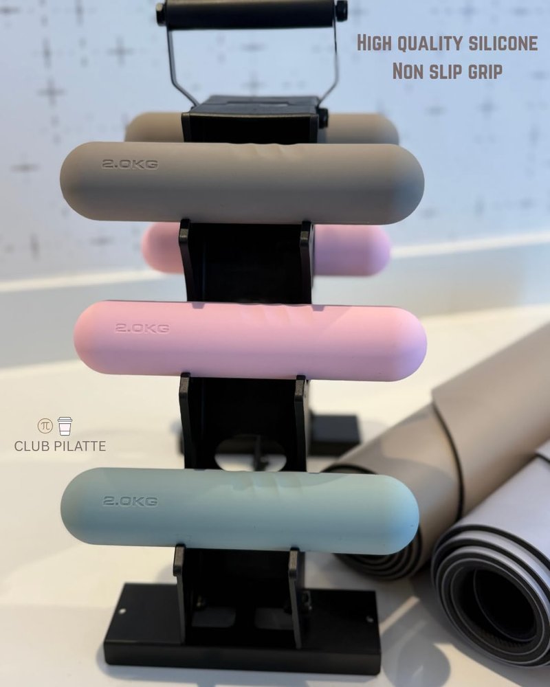 Dumbell bar Set 8.8 lbs pair Set of 2 of 4.4 lbs/2kg Premium Silicone Bar Weighted Dumbells Strength Training for Men and Women Home Gym Pilates Yoga (Light Blue)