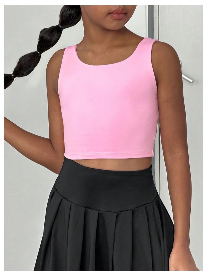WDIRARA Girl's Twist Backless Athletic Tank Top Sleeveles Workout Running Tennis Sports Shirts Watermelon Pink 4Y
