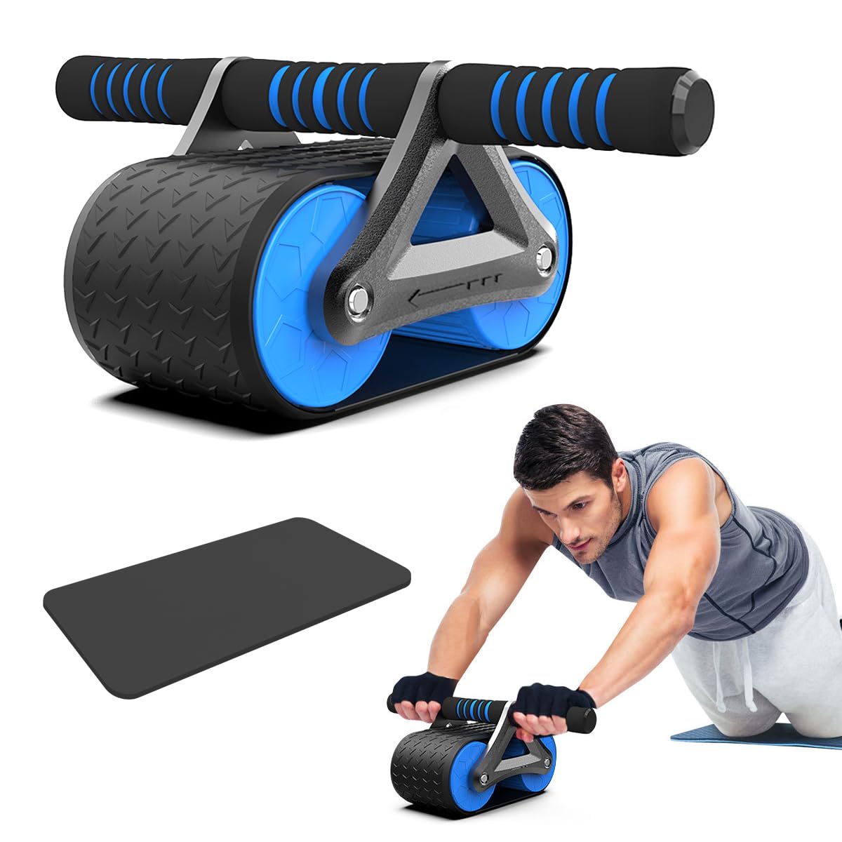 Automatic Rebound Abdominal Wheel, Double Round Ab Roller Wheel Exercise Equipment, Domestic Abdominal Exerciser, Ab Roller for Abs Workout, Beginners and Advanced Abdominal Core Strength Training