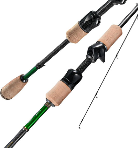Ultralight Fishing Rod - HANDING M1 BFS 2-Piece Spinning & Baitcaster | 30T Carbon Fiber, AA Cork Handle, Perfect for Trout & Panfish