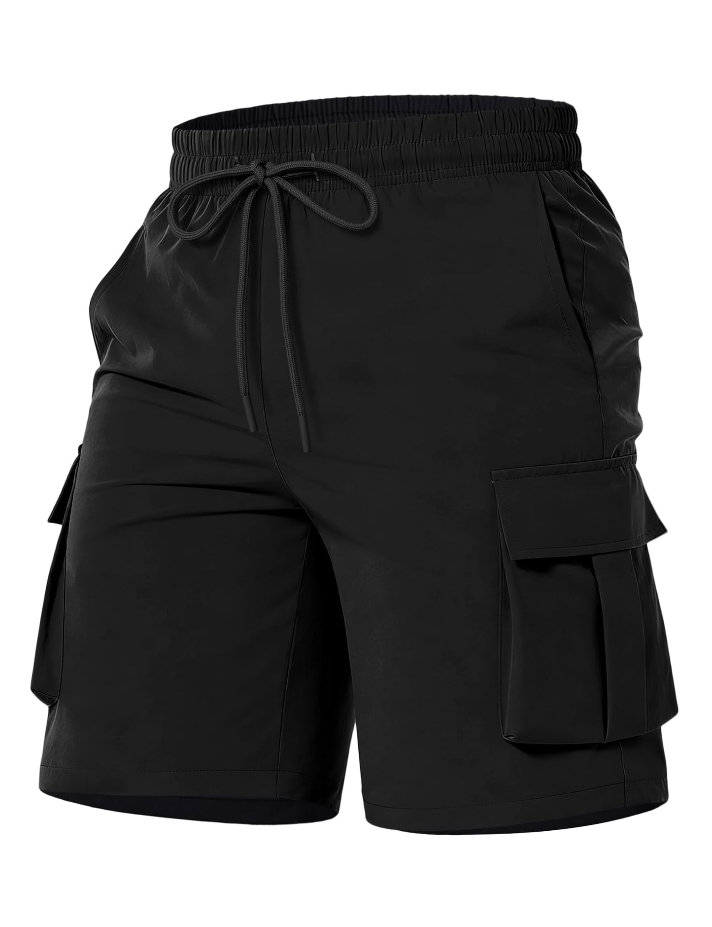 NUMYEAN Boys Cargo Shorts Quick Dry Water Resistant Hiking Short, Black, 9-10Y