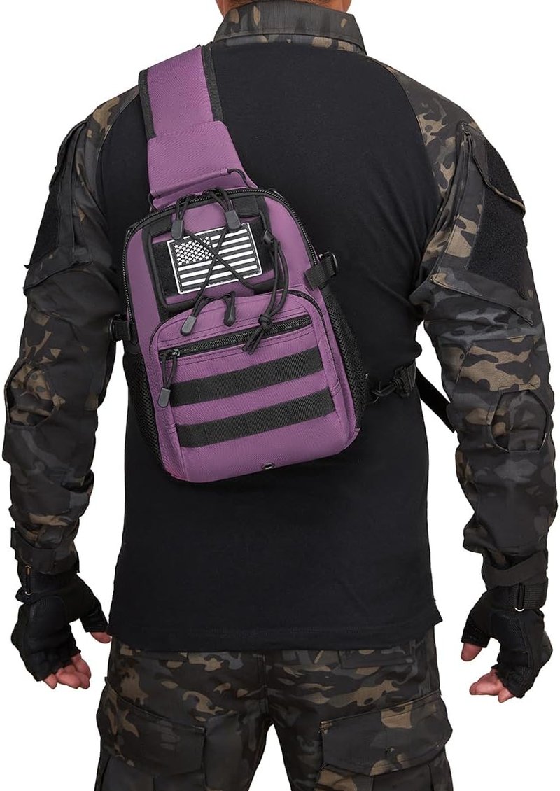Tactical Sling Backpack - Small Crossbody Bag with Water Bottle & Radio Holder for Men | Versatile Shoulder Pouch