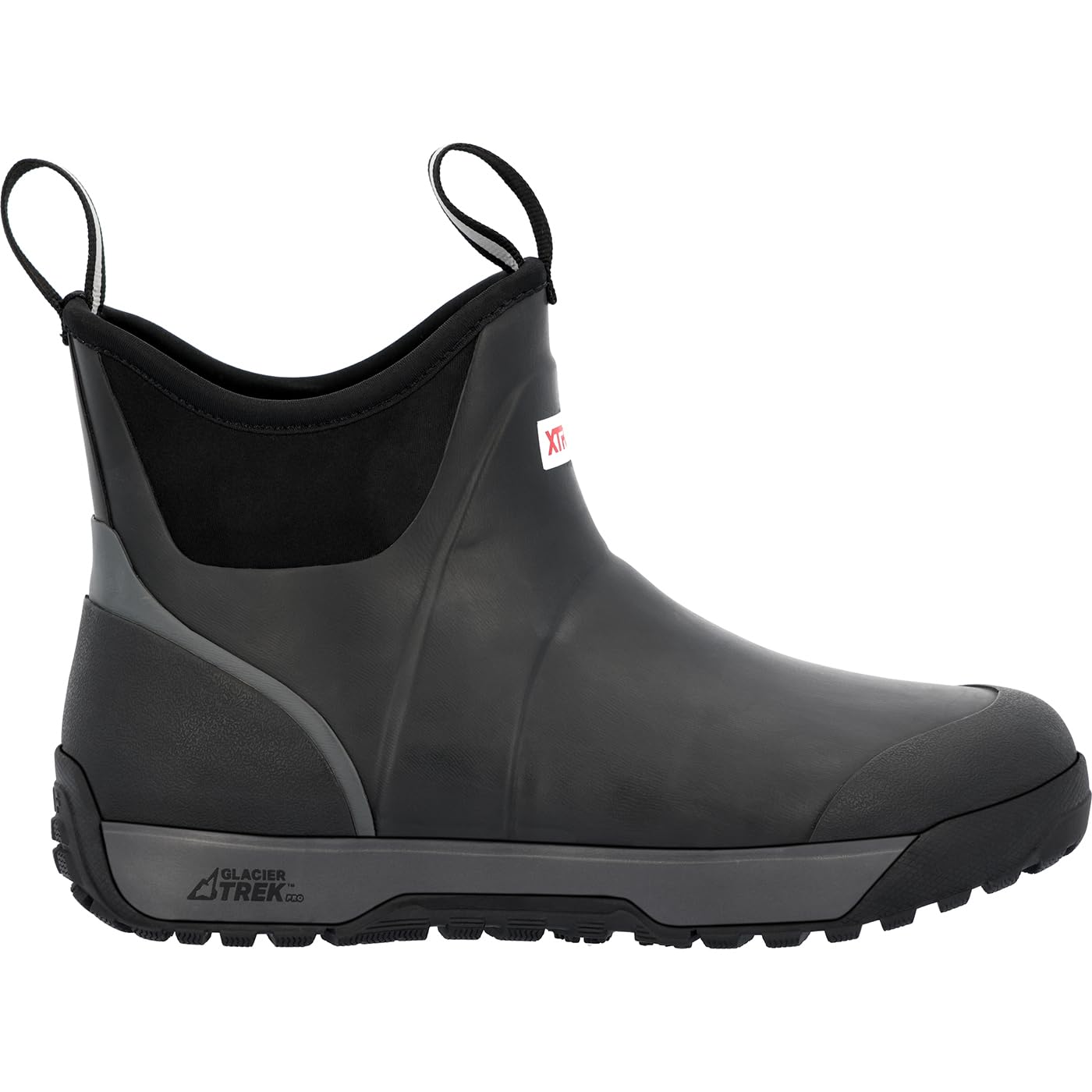 XTRATUF 6" Men's Ice Fleece Lined Ankle Deck Boot - Size 11, Black - 100% Waterproof Rubber Footwear for Snow & Rain - Faux Shearling Lining - Slip-Resistant Outsole