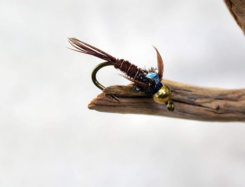 Bead Head Flash Back Pheasant Tail Mayfly Nymph Flies - 12 Mustad Signature Hooks