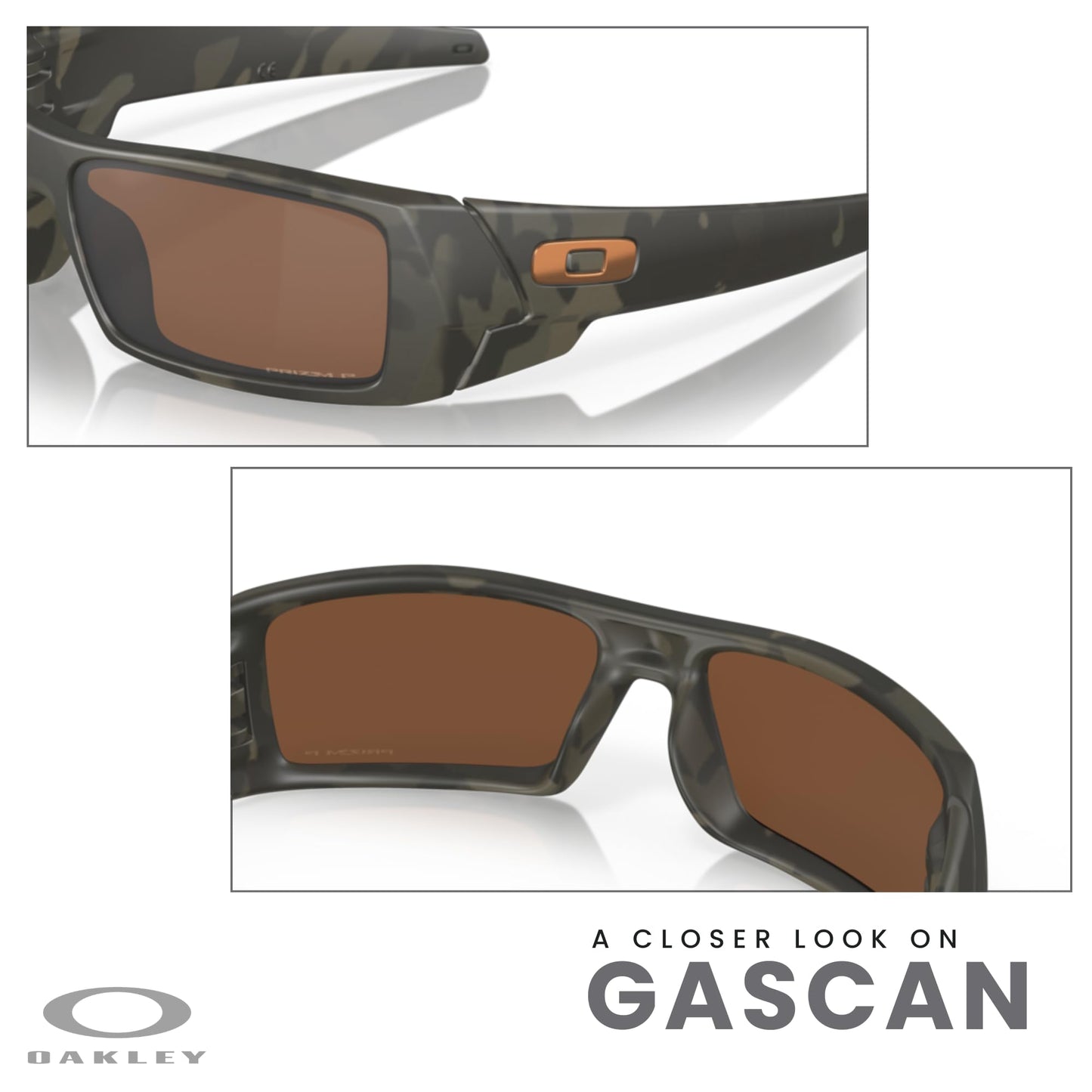 Oakley Gascan OO9014 Matte Camo/Prizm Tungsten Polarized Sunglasses Leash + BUNDLE with Designer iWear Eyewear Kit