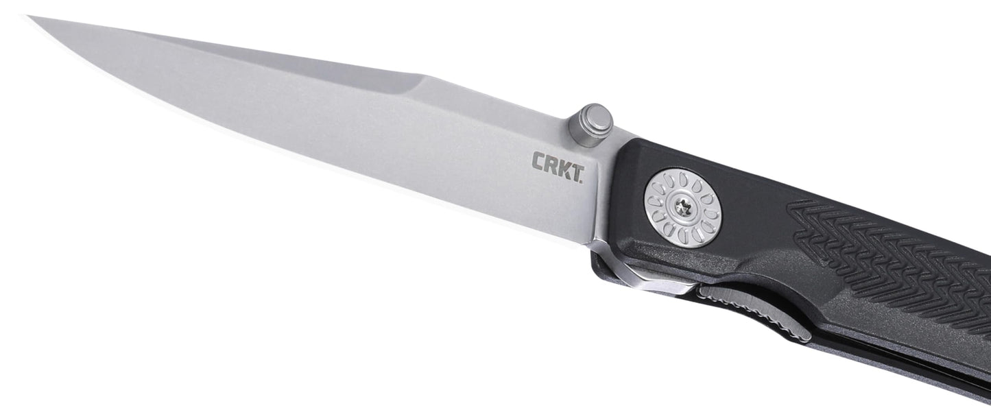 CRKT Fidus Everyday Carry Folding Knife with Liner Lock: 12C27 Plain Edge Blade, Black Glass-Reinforced Nylon Handle, 4220