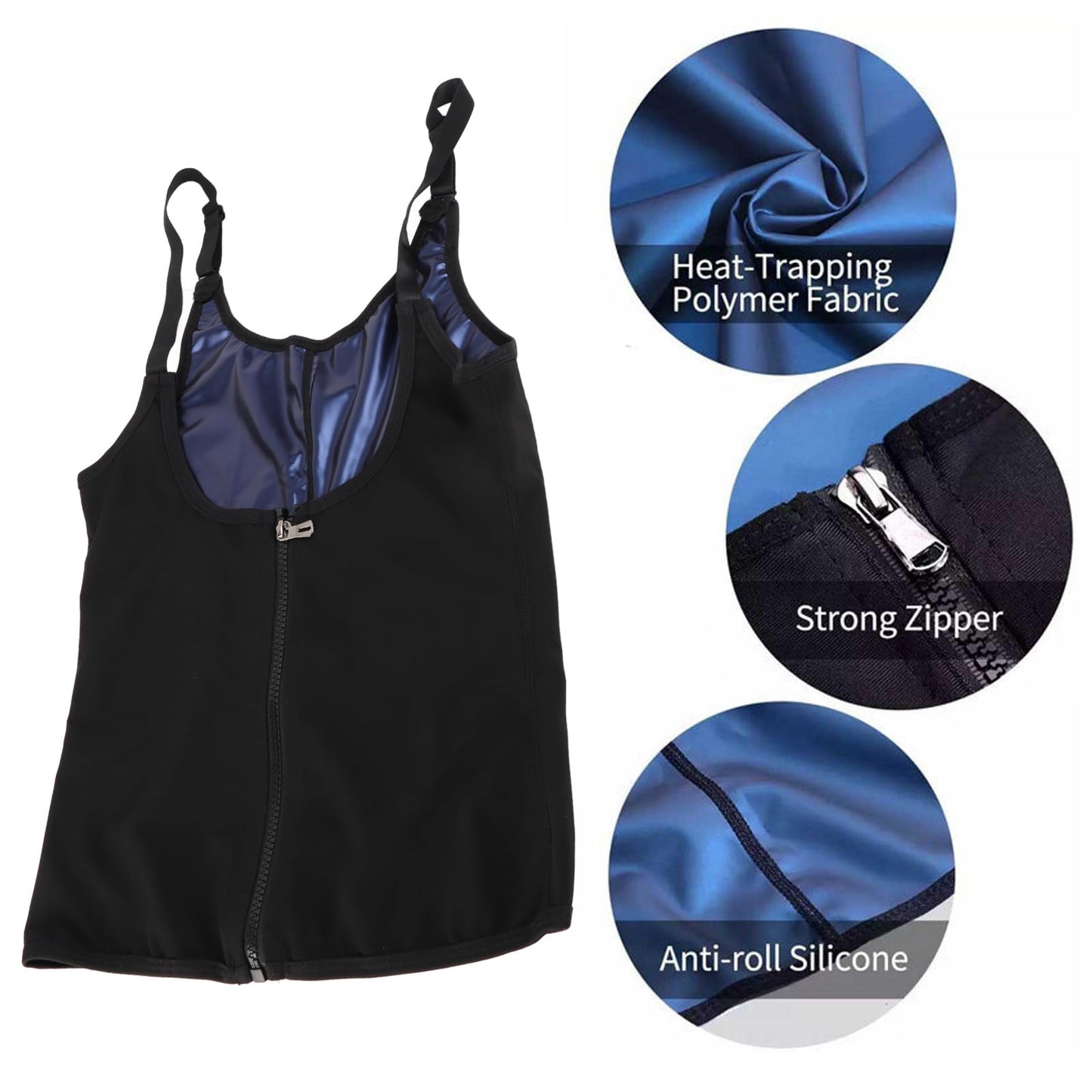 FILFEEL Women Waist Trainer Vest, Zipper Fitness Body Shaper Sweat Breathable Fat Burning Shapewear