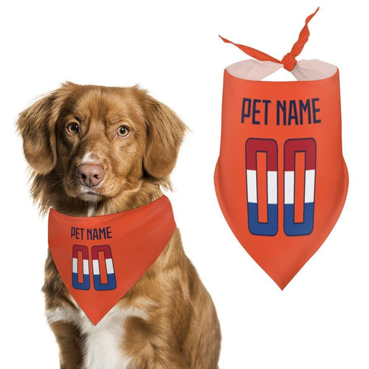 Custom Netherlands Dog Bandana 23/24 Personalized Soccer Pet Scarf Team Color Printing Name Number Sports Gifts for Small Medium Large Dogs Cats