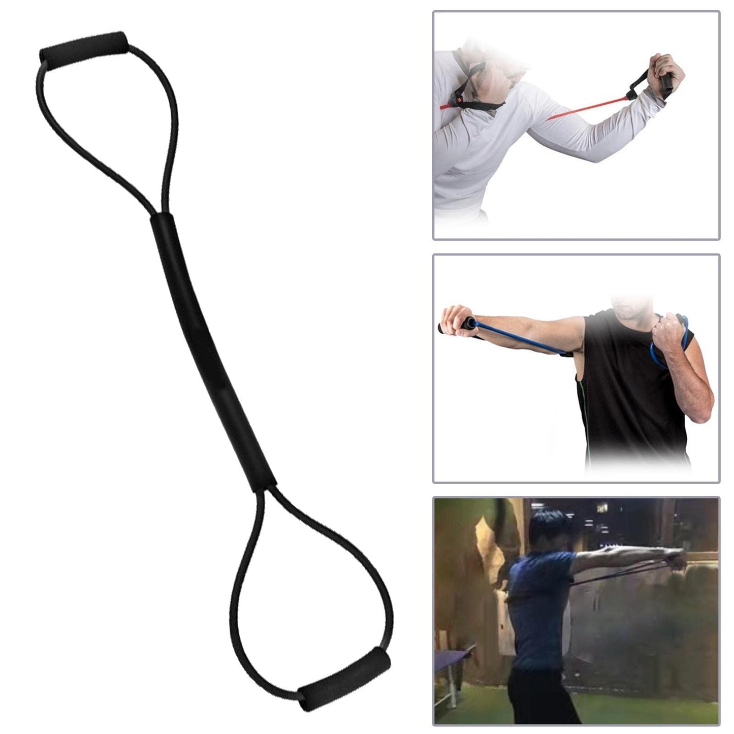 Fancyes Elastic Resistance Bands Pull Rope Agility Training for Shadow Boxing Punching Arm, Black 35LB