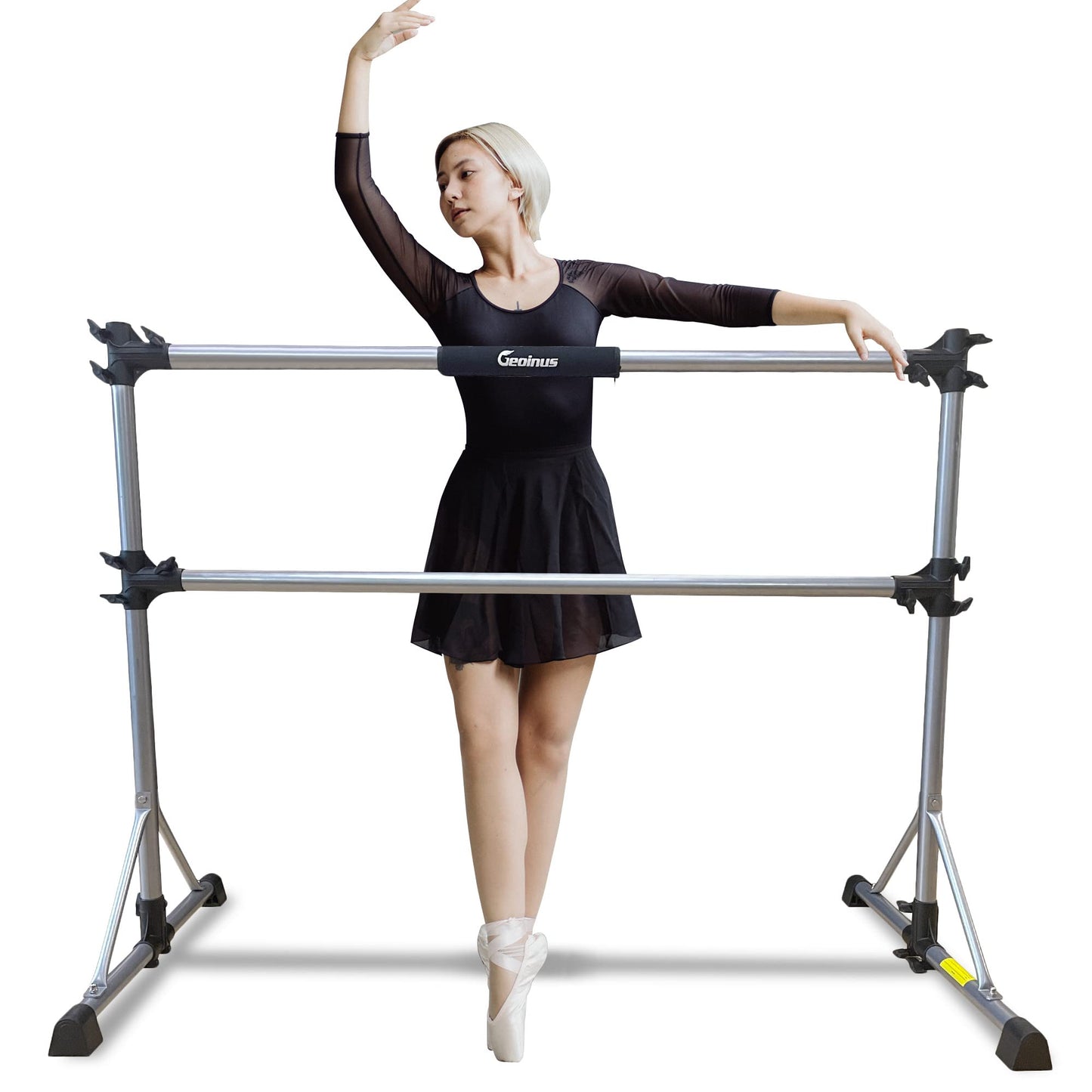 No Wobble! 5FT Portable Ballet Barre Bar for Home, Adjustable Freestanding Double Ballet Barre for Girls Kids & Adults, Stable Bar for Stretching, Studio Dancing, Home Workout, Max Load 350lbs