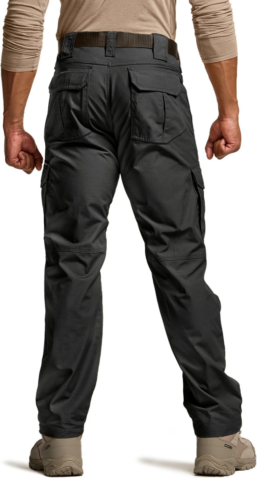 CQR Men's Tactical Pants, Water Resistant Ripstop Cargo Pants, Lightweight EDC Work Hiking Pants, Outdoor Apparel, Duratex Mag Pocket Black, 36W x 30L