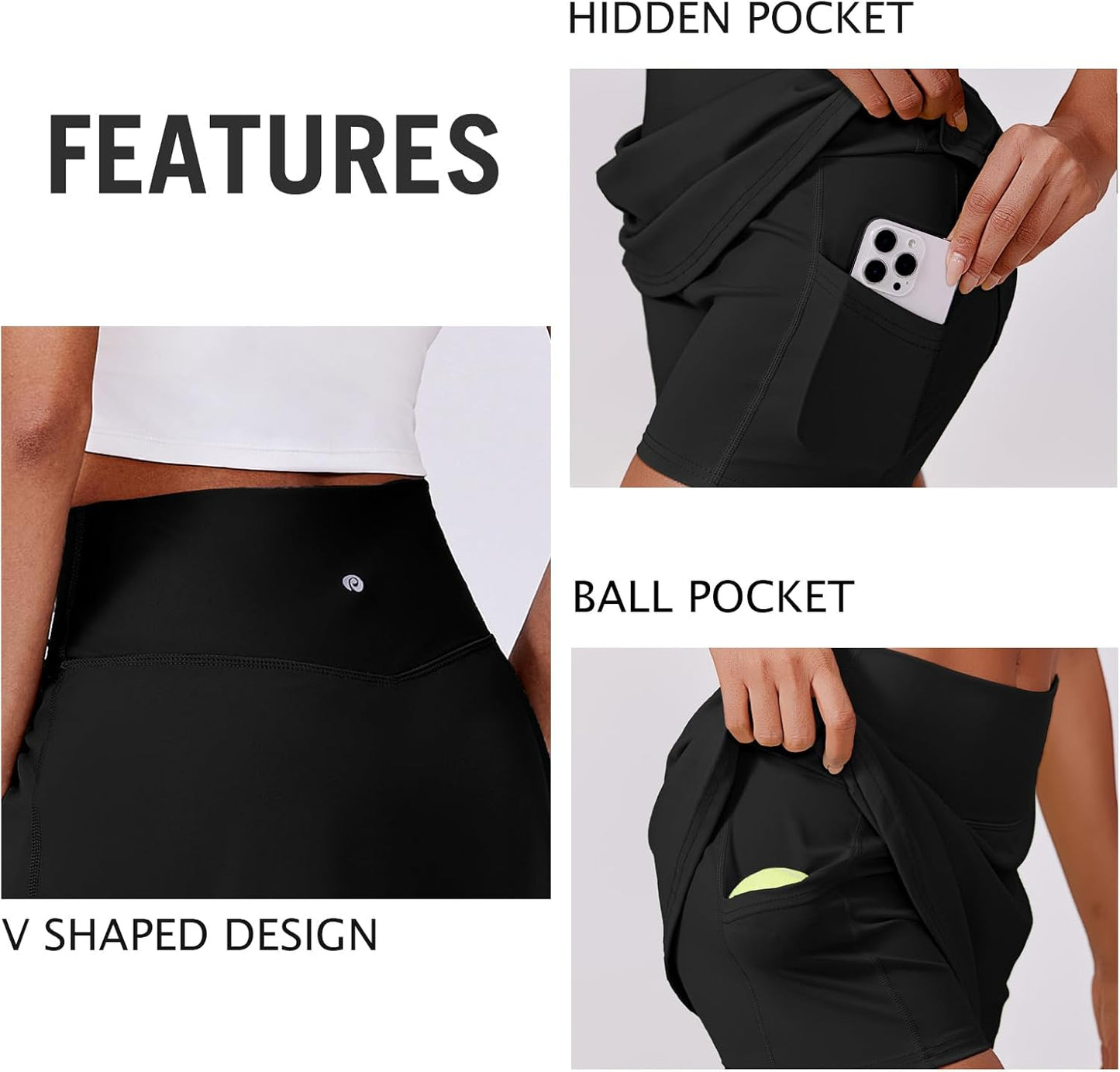 Womens Tennis Skirt - High Waisted Golf Skort with 2 Pockets | Stretchy Athletic Skirt for Workout & Running